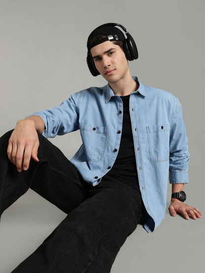 Denim Ice Blue Shirt | Relaxed Fit