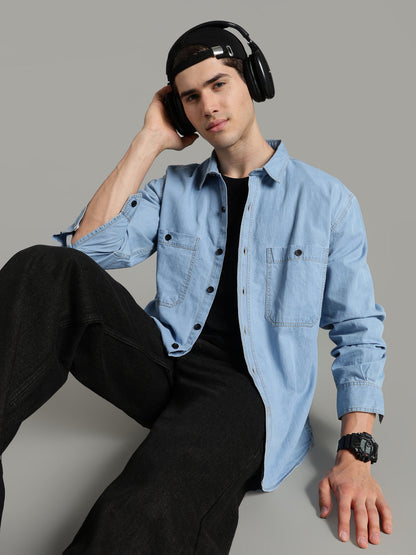Denim Ice Blue Shirt | Relaxed Fit