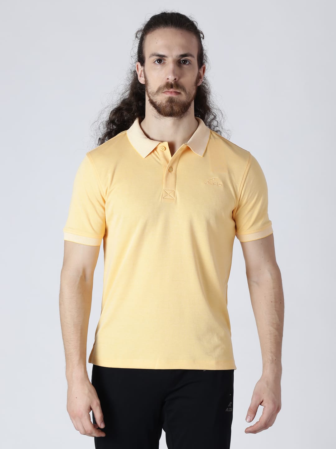 Alcis Men Yellow Solid Polo Collar T-shirt BMPO82606PR-S