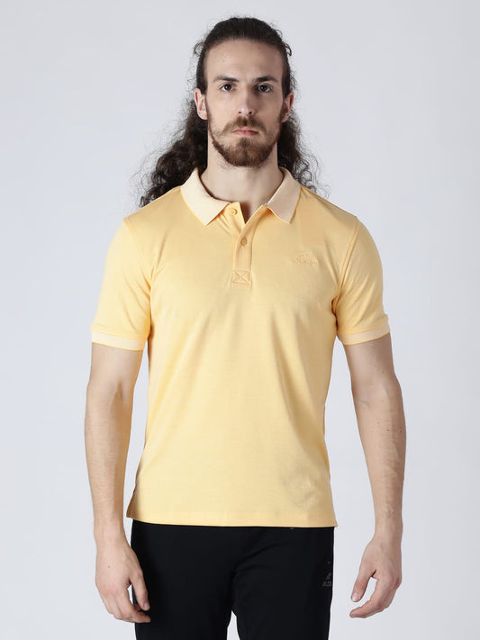 Alcis Men Yellow Solid Polo Collar T-shirt BMPO82606PR-S
