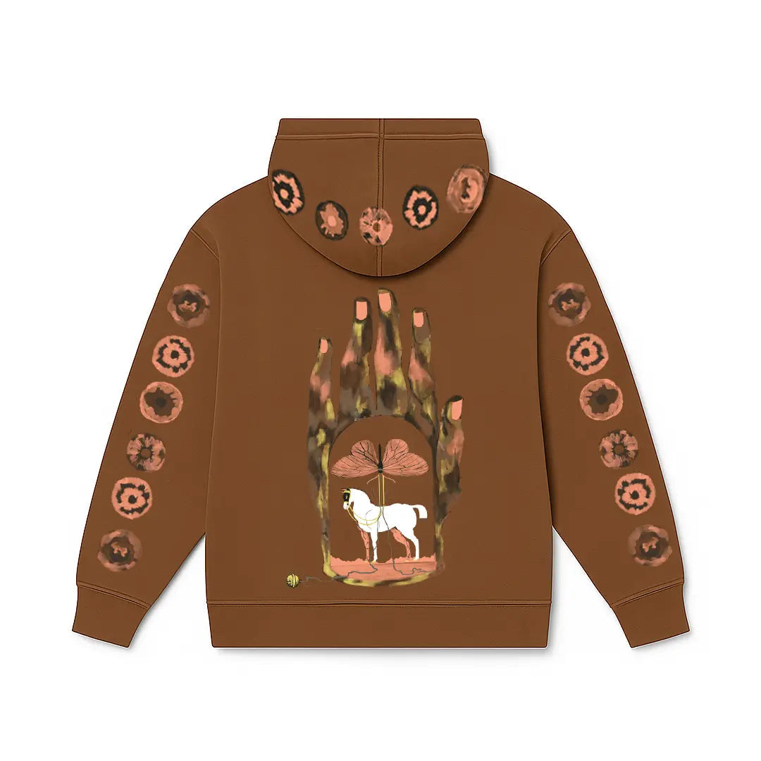 Mystic Grasp Regular Fit Printed Brown Hoodie FLYAF