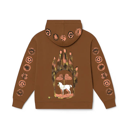 Mystic Grasp Regular Fit Printed Brown Hoodie FLYAF