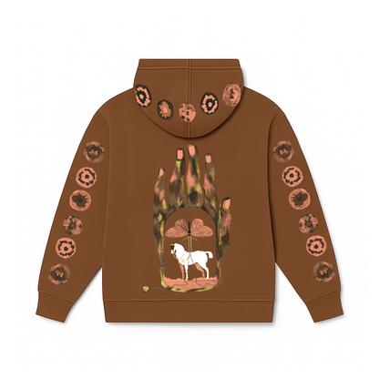 Mystic Grasp Regular Fit Printed Brown Hoodie