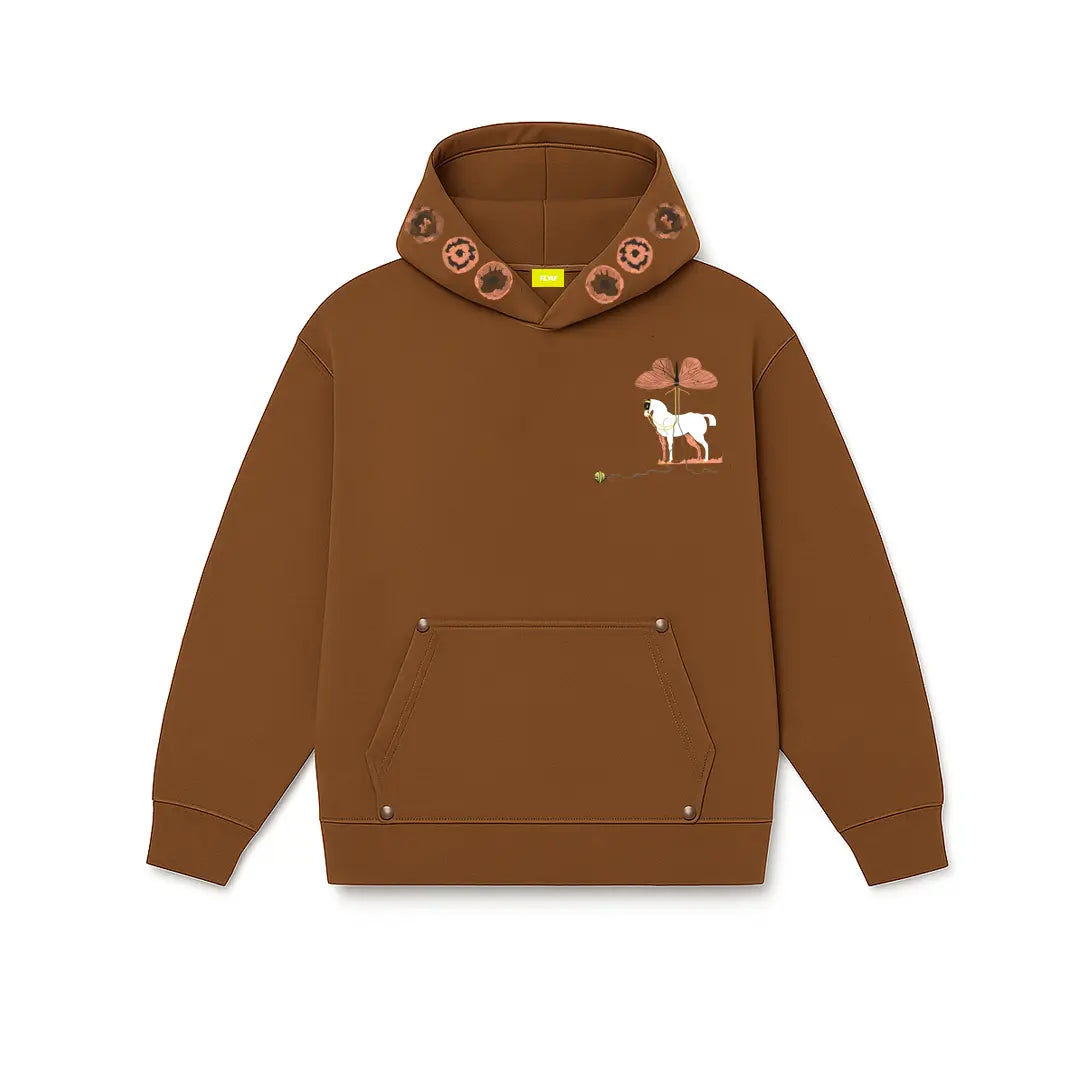 Mystic Grasp Regular Fit Printed Brown Hoodie FLYAF