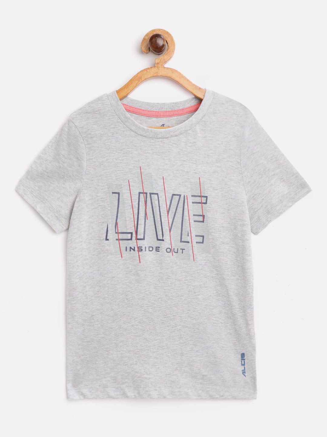 Alcis Boys Grey Melange Printed Round Neck T-shirt BSTSS0013-4Y