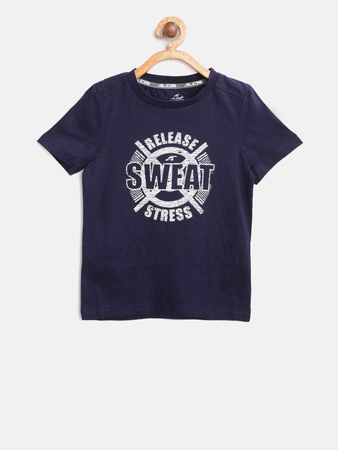 Alcis Boys Navy Blue Printed Round Neck Training T-shirt BTE7537-4