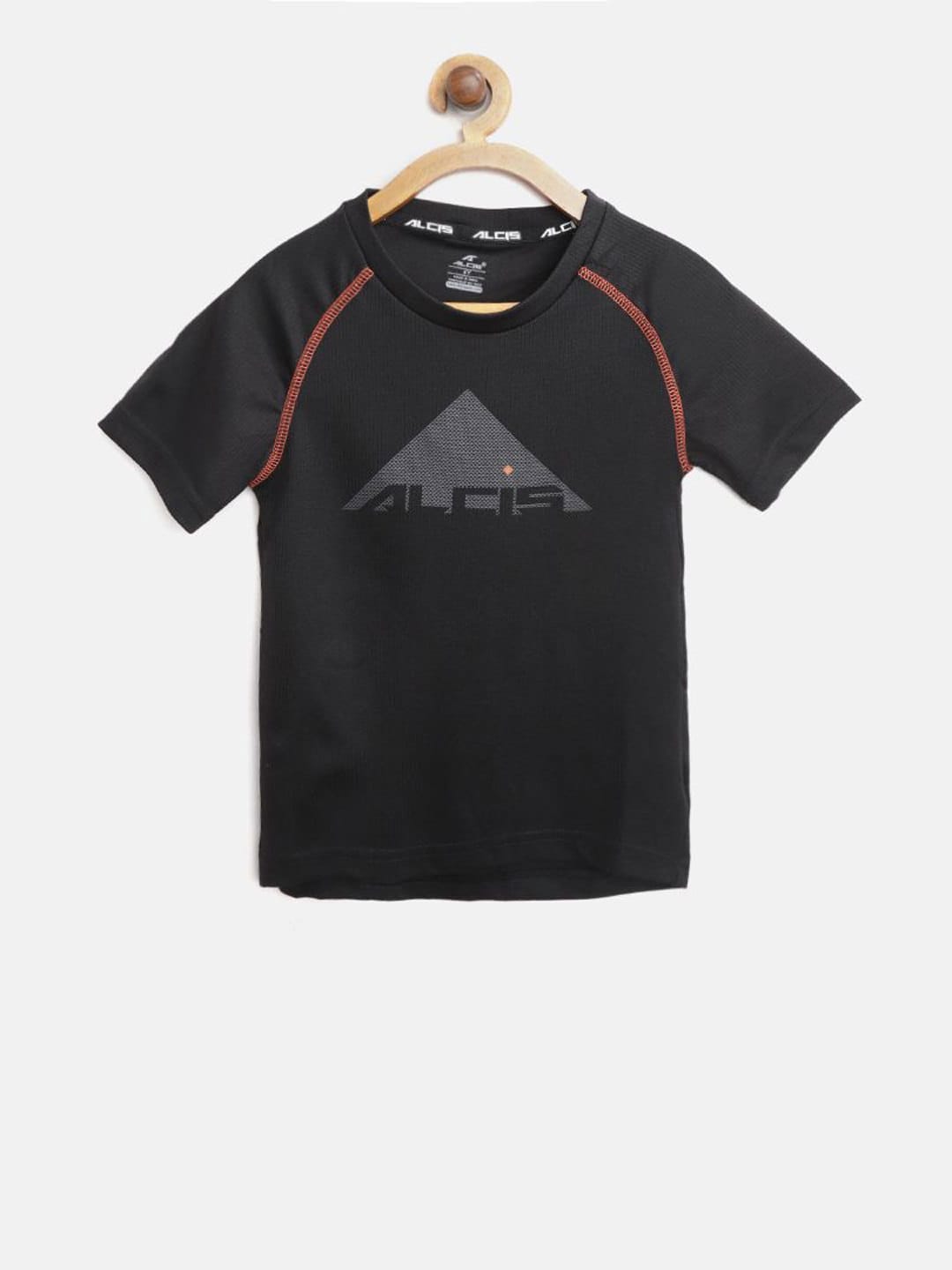 Alcis Boys Black Printed Round Neck T-shirt BTE8142-4