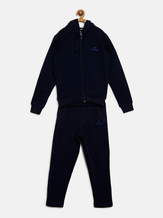 Alcis Boys Navy Blue Solid Hooded Tracksuit BTSAW033A02-4Y