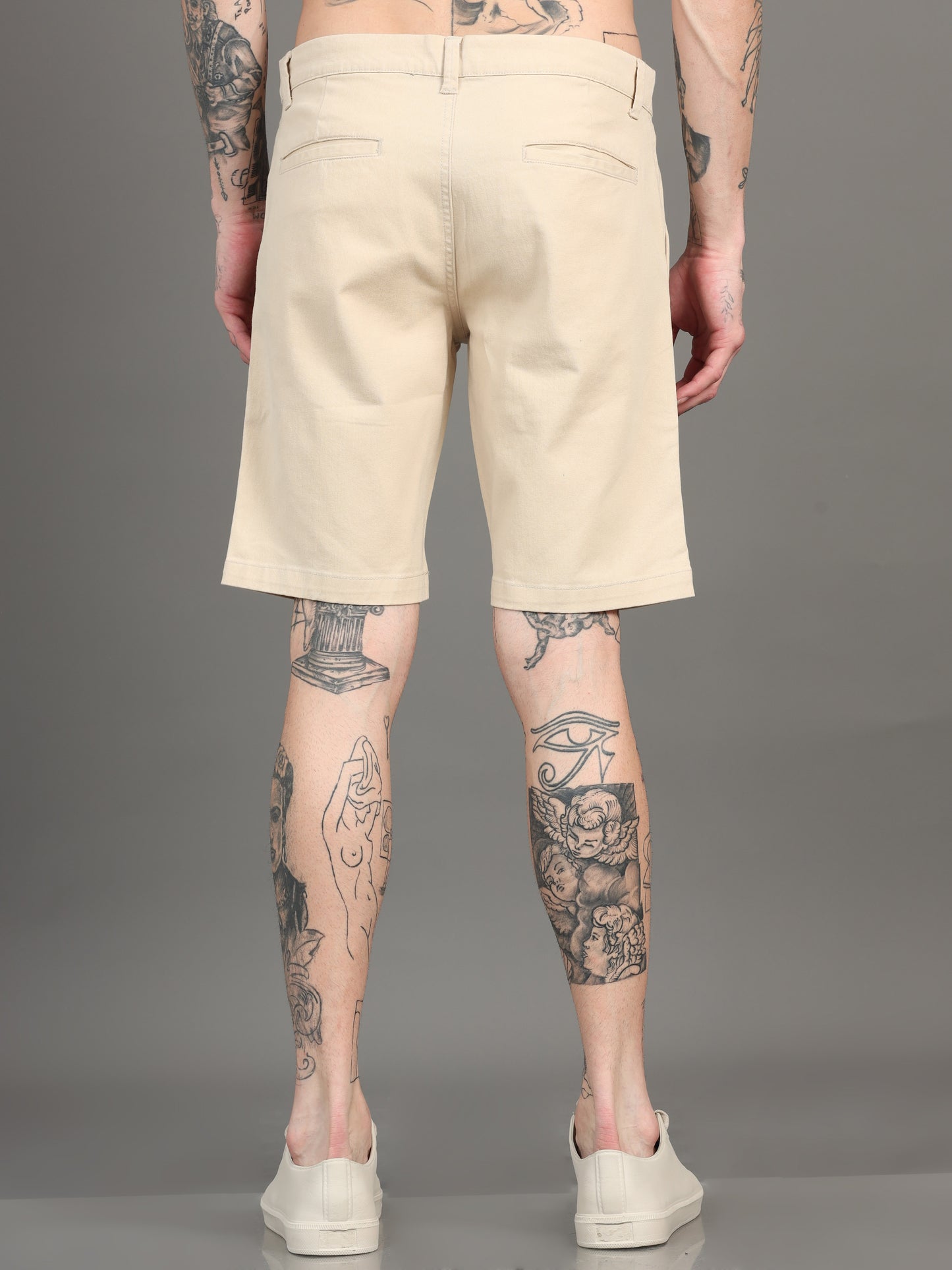 Men's Beige Regular Fit Solid Shorts