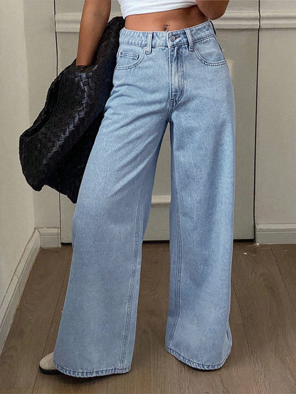 80s Light Blue Washed Super Wide Leg Jeans