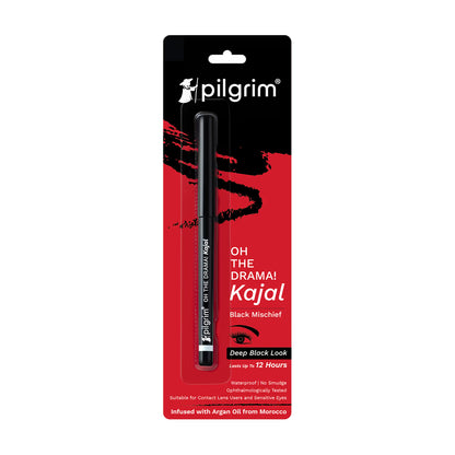 Pilgrim Oh The Drama! Smudge-Proof Kajal With Moroccan Argan Oil | Lasts Up To 12 Hrs Black Mischief 0.3499999940395355 GRAM