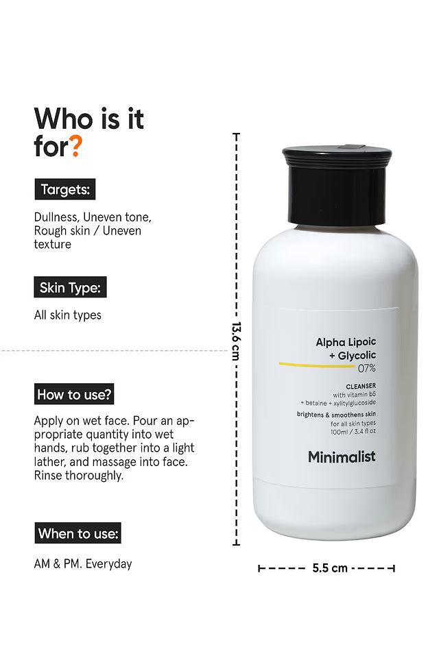 Minimalist 07% Alpha Lipoic + Glycolic Cleanser 100 MILLI_LITRE