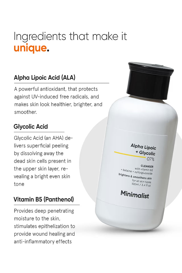Minimalist 07% Alpha Lipoic + Glycolic Cleanser 100 MILLI_LITRE