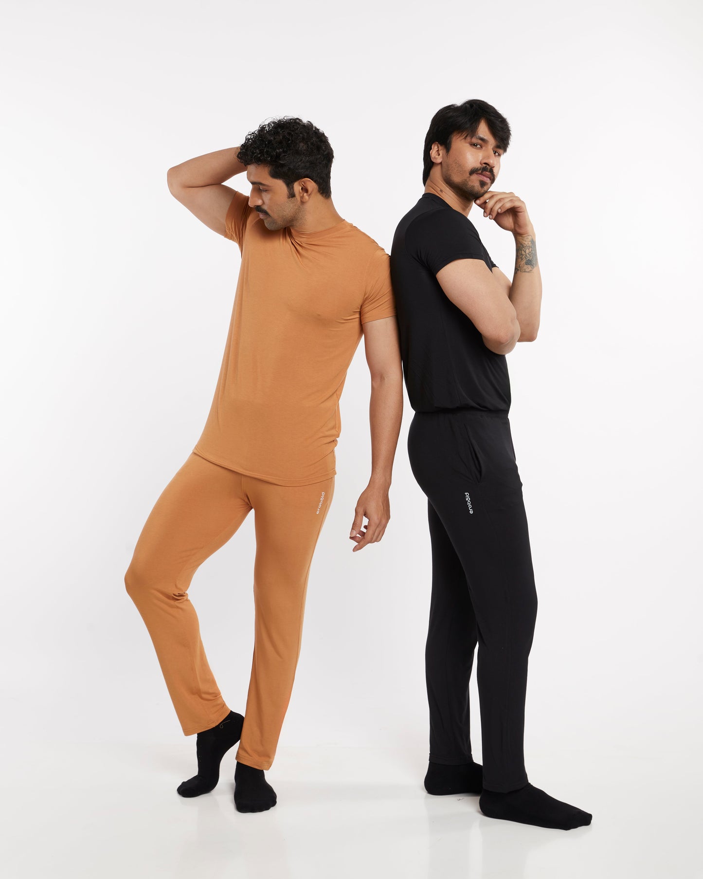 Micro Modal Yoga Sleep Set Pack Of 2 / Tan & Black