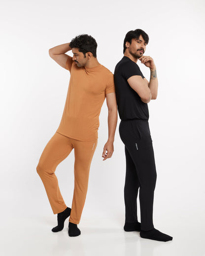 Micro Modal Yoga Sleep Set Pack Of 2 / Tan & Black