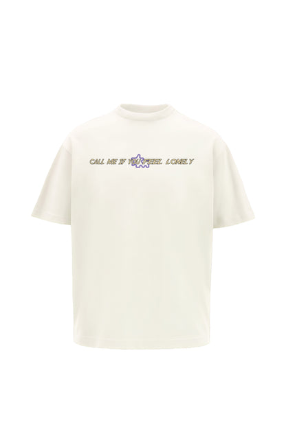 Call Me Printed Cream Oversized T-Shirt Main Character