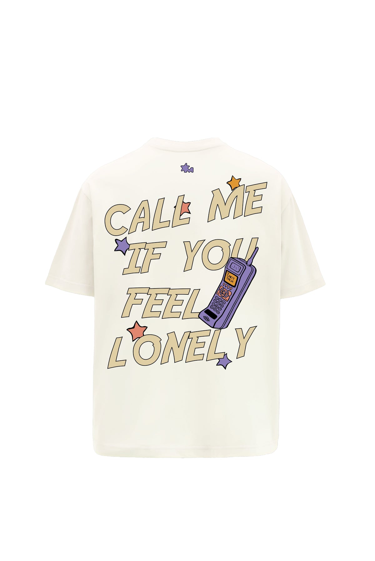 Call Me Printed Cream Oversized T-Shirt Main Character