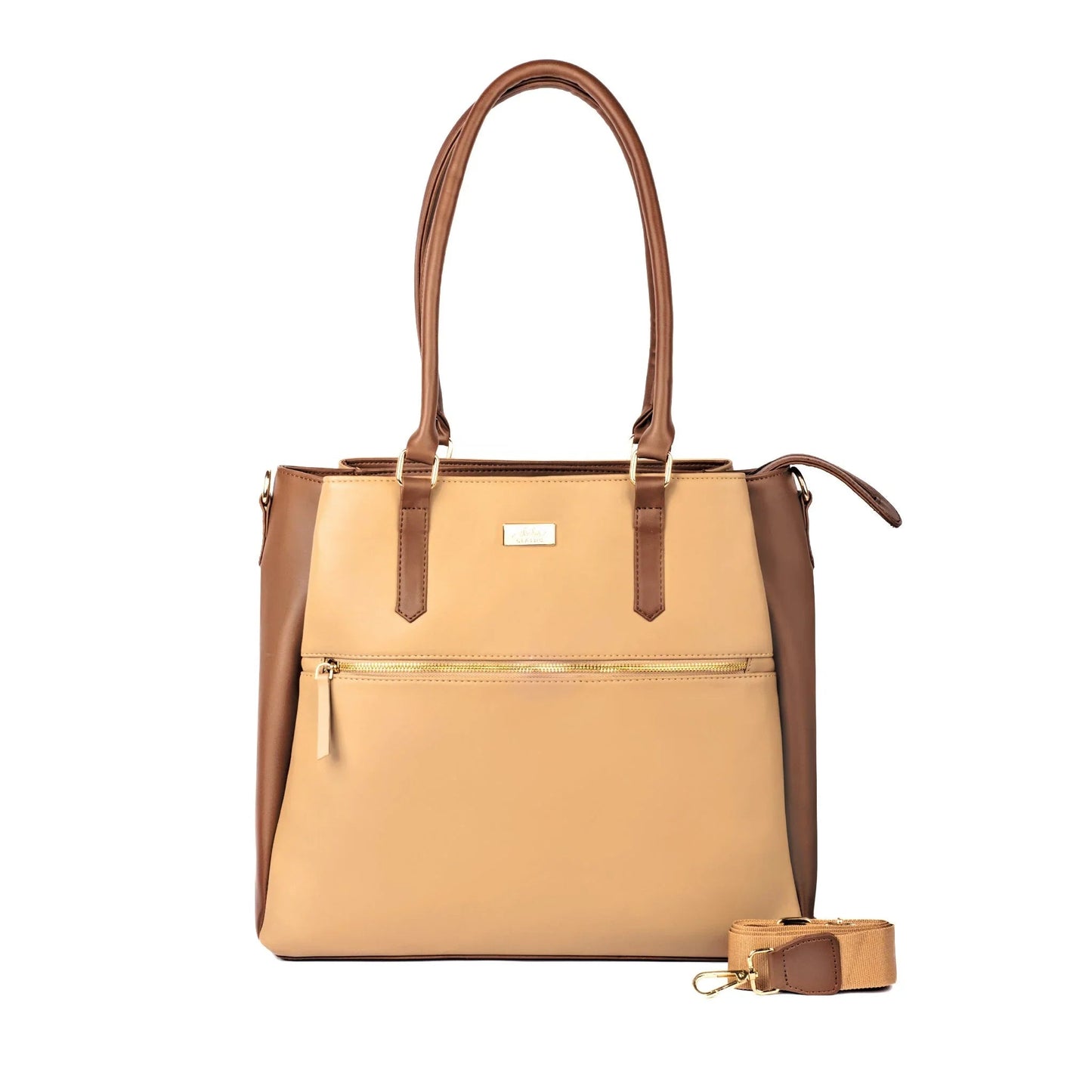 Aspire cinnamon cocoa tote bag with stylish brown accents and a detachable strap
