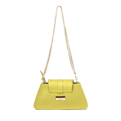 Citrus mini baguette bag with elegant chain strap and stylish flap closure for fashionable outings