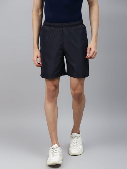 Alcis Men Navy Blue Solid Slim Fit Sports Shorts CPCSH03-S