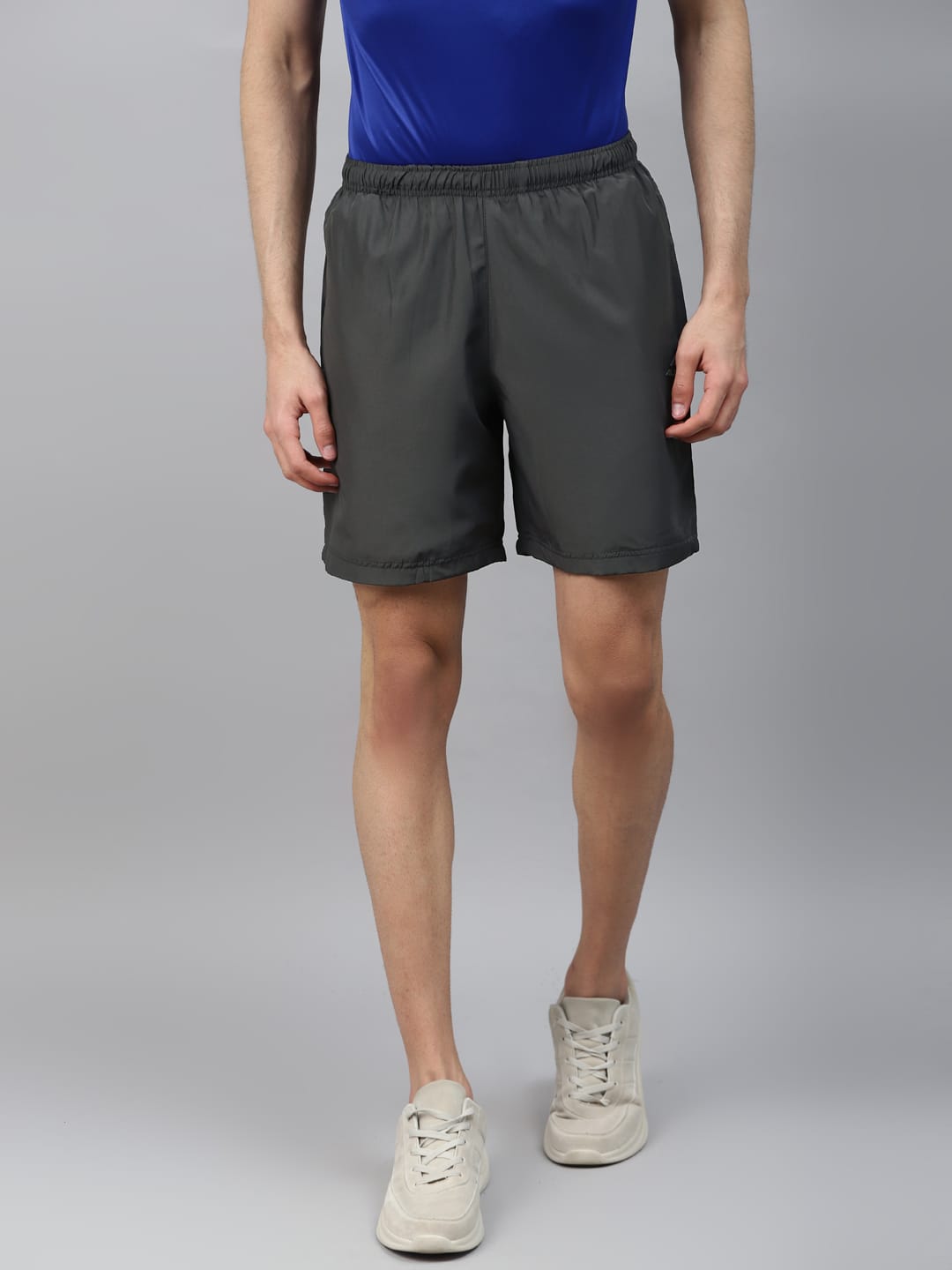Alcis Men Charcoal Grey Solid Slim Fit Sports Shorts CPCSH04-S