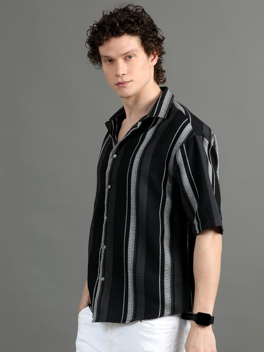 Men's Black Checked Relaxed Fit Shirt