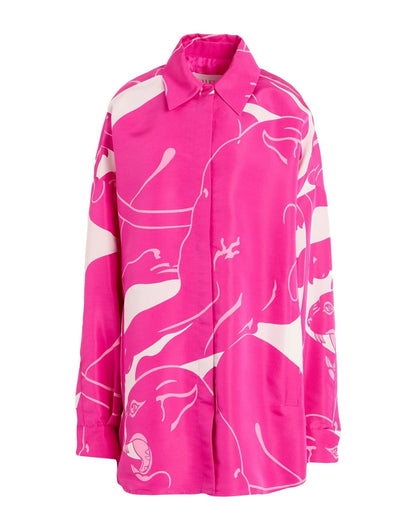 Fuchsia Pink Abstract Print Shirt De Novoo