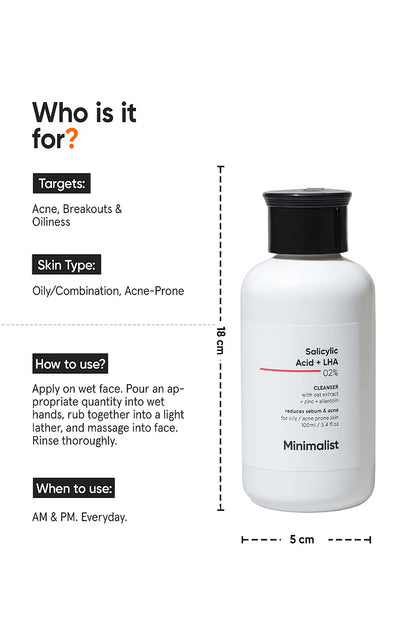 Minimalist 2% Salicylic Acid + LHA Cleanser 100 MILLI_LITRE