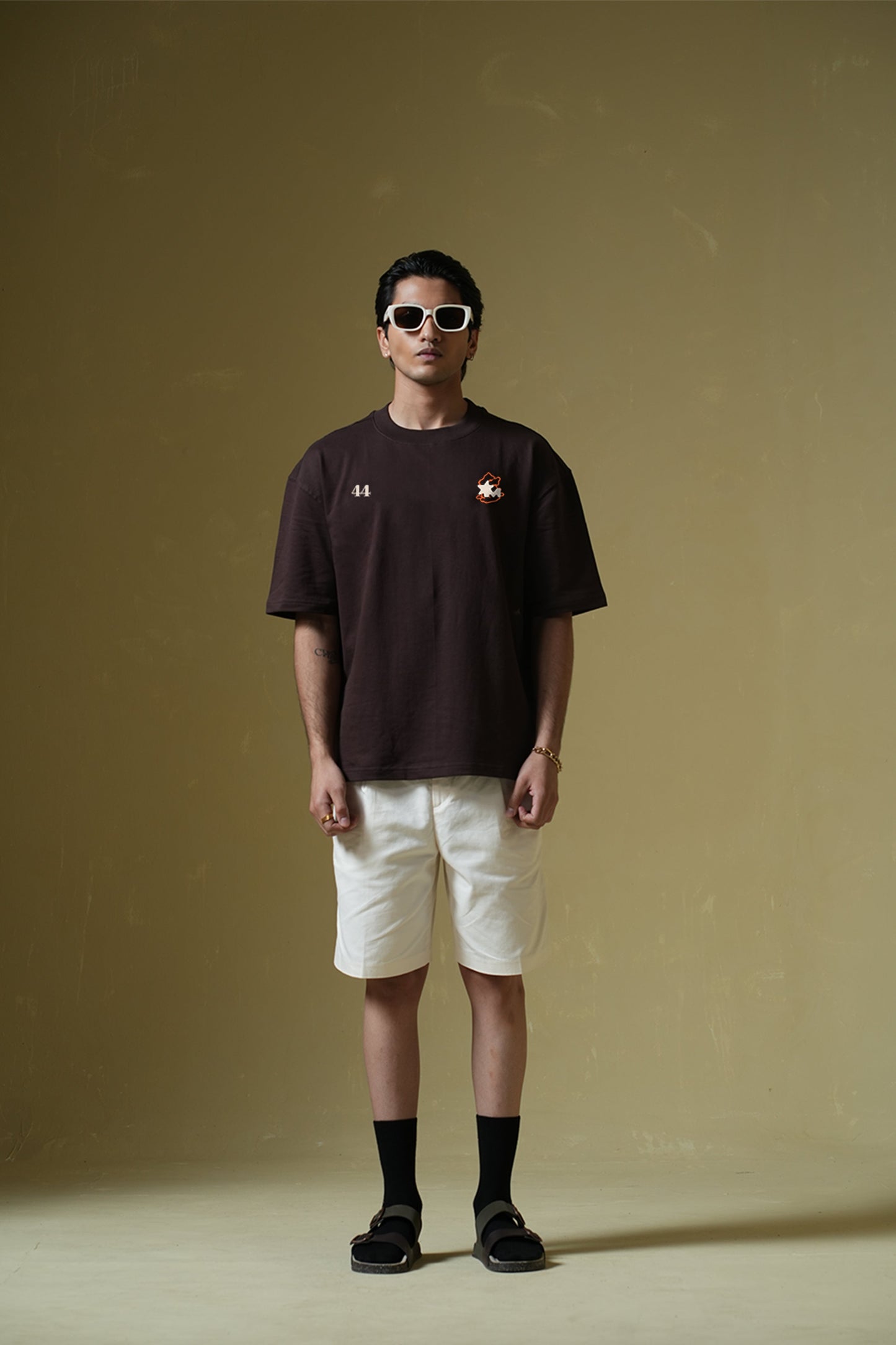 Deep Diving Printed Oversized Brown T-Shirt Main Character