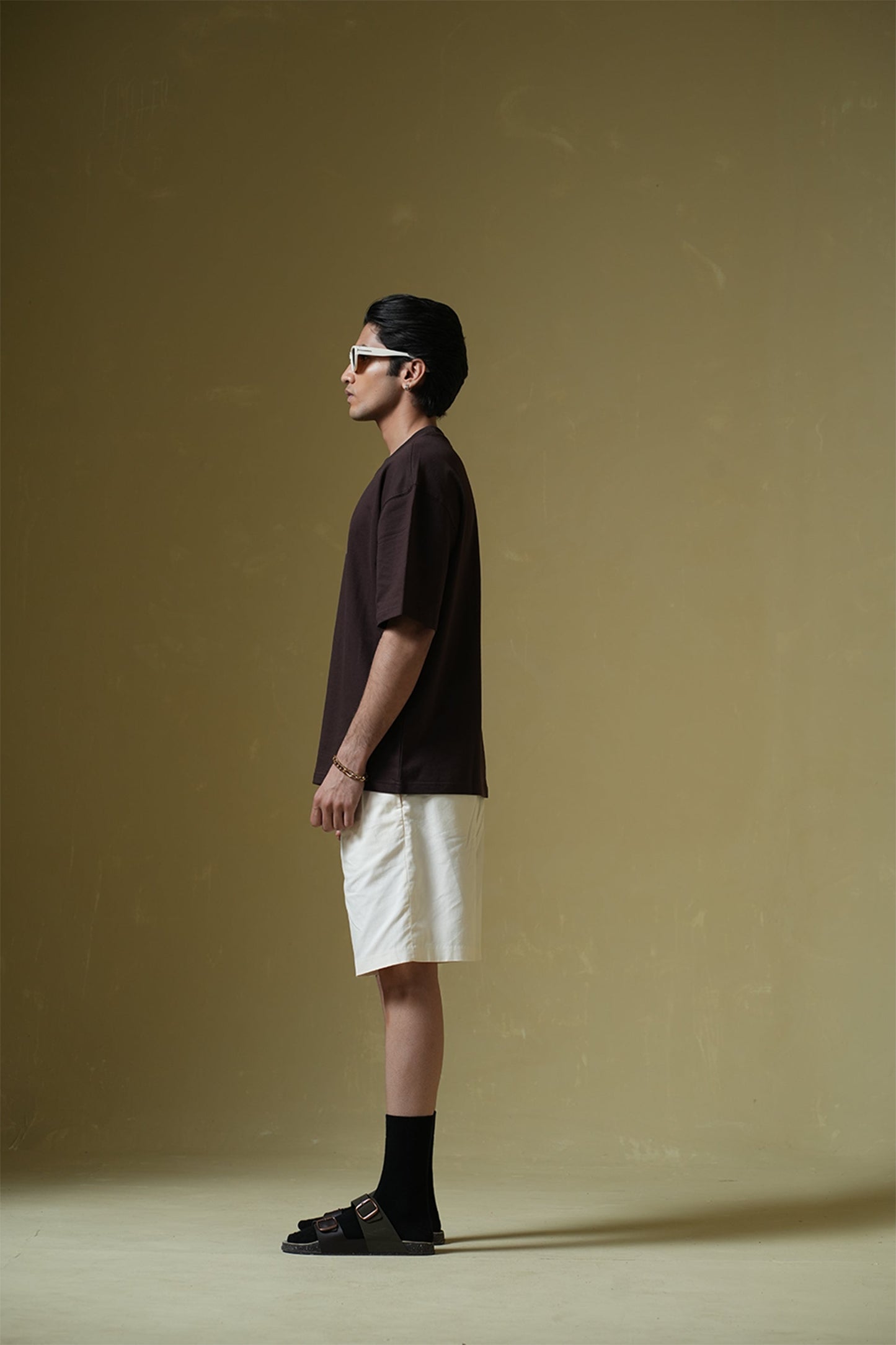 Deep Diving Printed Oversized Brown T-Shirt Main Character