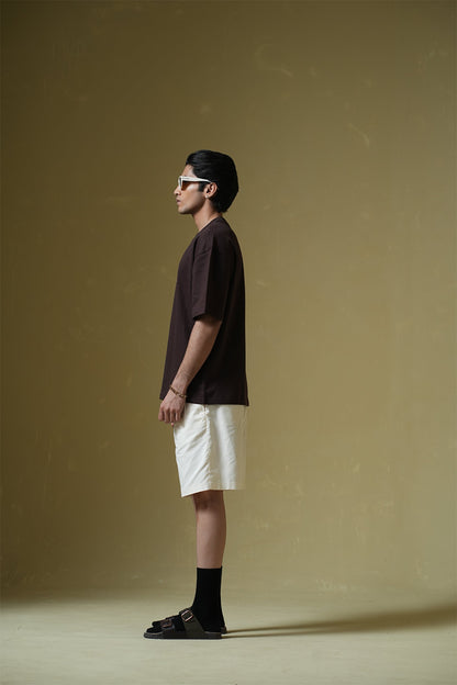 Deep Diving Printed Oversized Brown T-Shirt Main Character