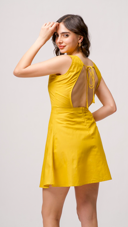 Cotton Backless Mini Dress