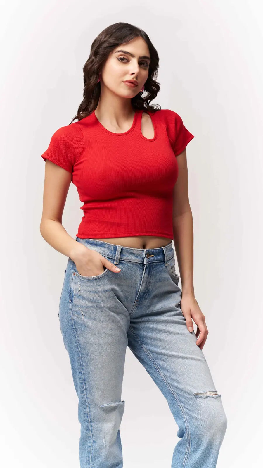 Cotton Fitted Tear Drop Shoulder