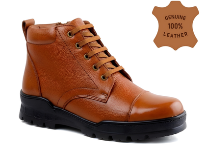 Latest Premium Genuine Mild Leather Police Boots for Men | Heavy Duty Tactical Safety Work Boots | Anti-Slip Durable Industrial & Security Shoes For Men