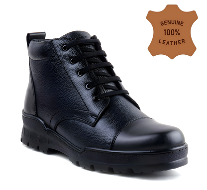 Latest Stylish Genuine Mild Leather Police Boots for Men | Heavy Duty Tactical Work Boots | Anti-Slip Durable Security & Industrial Safety Shoes For Men