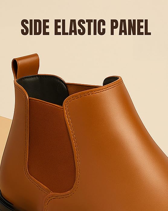 WUGO - Latest Trendy Men’s Tan Chelsea Boots | Premium Faux Leather Ankle Boots | Comfortable Slip-On Footwear for Men's & Boys product image