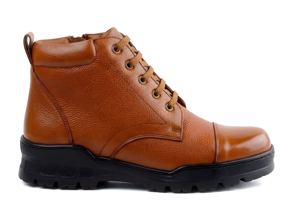 Latest Premium Genuine Mild Leather Police Boots for Men | Heavy Duty Tactical Safety Work Boots | Anti-Slip Durable Industrial & Security Shoes For Men