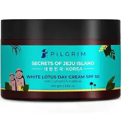 Pilgrim White Lotus Day Cream Spf 50 | With Camellia & Yugdugu | Korean K-Beauty | Fights Pigmentation | Improves Complexion | Non Greasy Matte Finish | No Paraben/Mineral Oil | All Skin Types 100 g