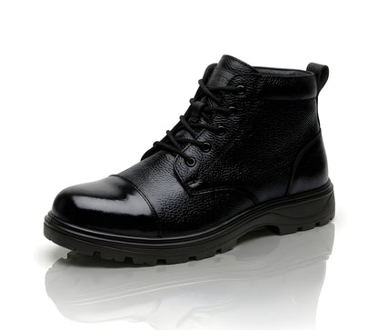 Latest Elite Genuine Mild Leather Police Boots for Men | Heavy Duty Safety Tactical Work Boots | Durable Anti-Slip Industrial Security Shoes For Men
