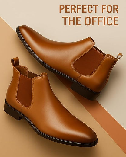 WUGO - Latest Trendy Men’s Tan Chelsea Boots | Premium Faux Leather Ankle Boots | Comfortable Slip-On Footwear for Men's & Boys product image