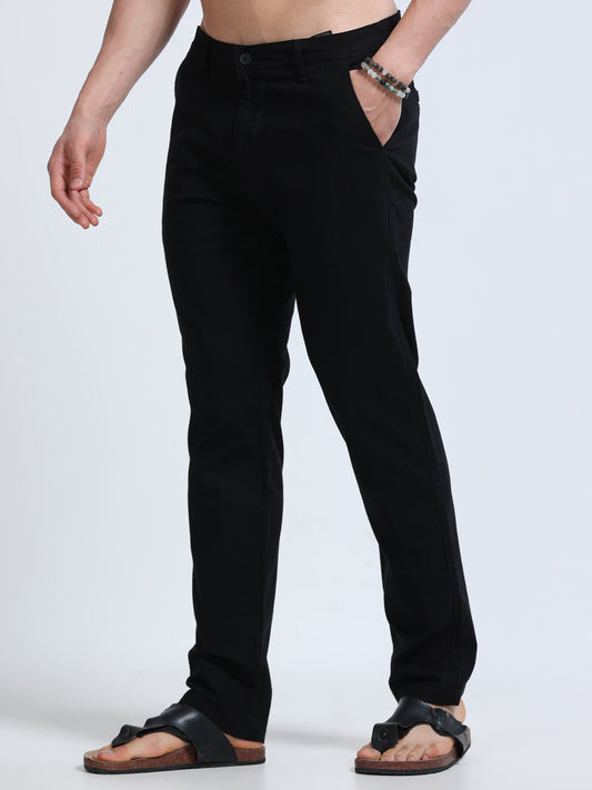 Raw Linen Pants - Black