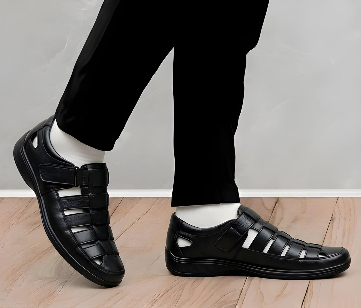 Latest Fabulous Men’s Sandals | Premium Roman Style Outdoor Sandals for Men & Boys | Comfortable Daily Wear Casual Sandal with Durable Sole | Summer Walking & Travel Sandals | Trendy Open Toe Footwear - Black - Size 6