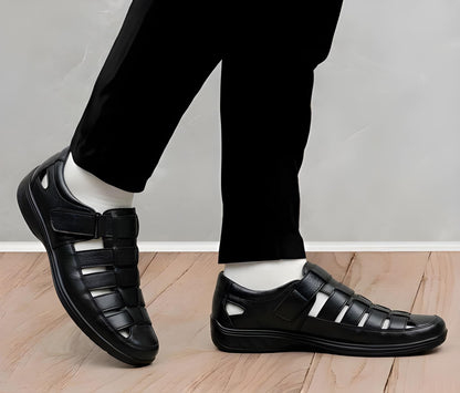 Latest Fabulous Men’s Sandals | Premium Roman Style Outdoor Sandals for Men & Boys | Comfortable Daily Wear Casual Sandal with Durable Sole | Summer Walking & Travel Sandals | Trendy Open Toe Footwear - Black - Size 6