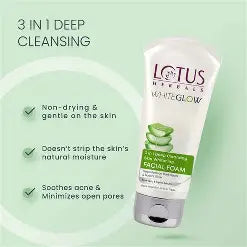 Lotus Herbals WhiteGlow 3 In 1 Deep Cleansing Skin Whitening Facial Foam 50 g