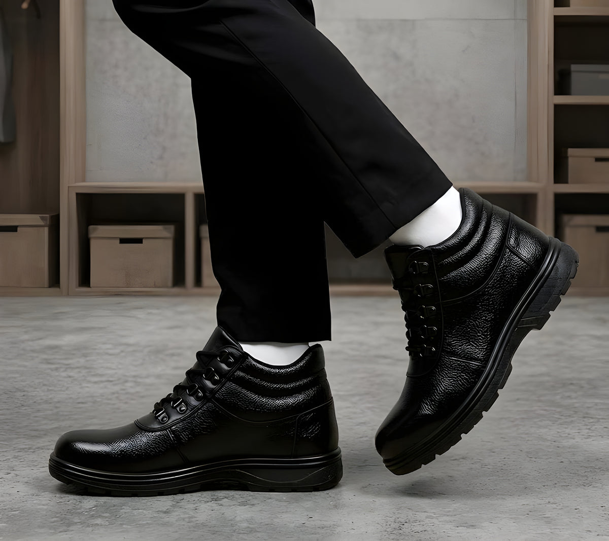 Latest Trendy Genuine Mild Leather Police Boots for Men | Heavy Duty Tactical Safety Boots | Anti-Skid Durable Industrial Work Shoes For Men