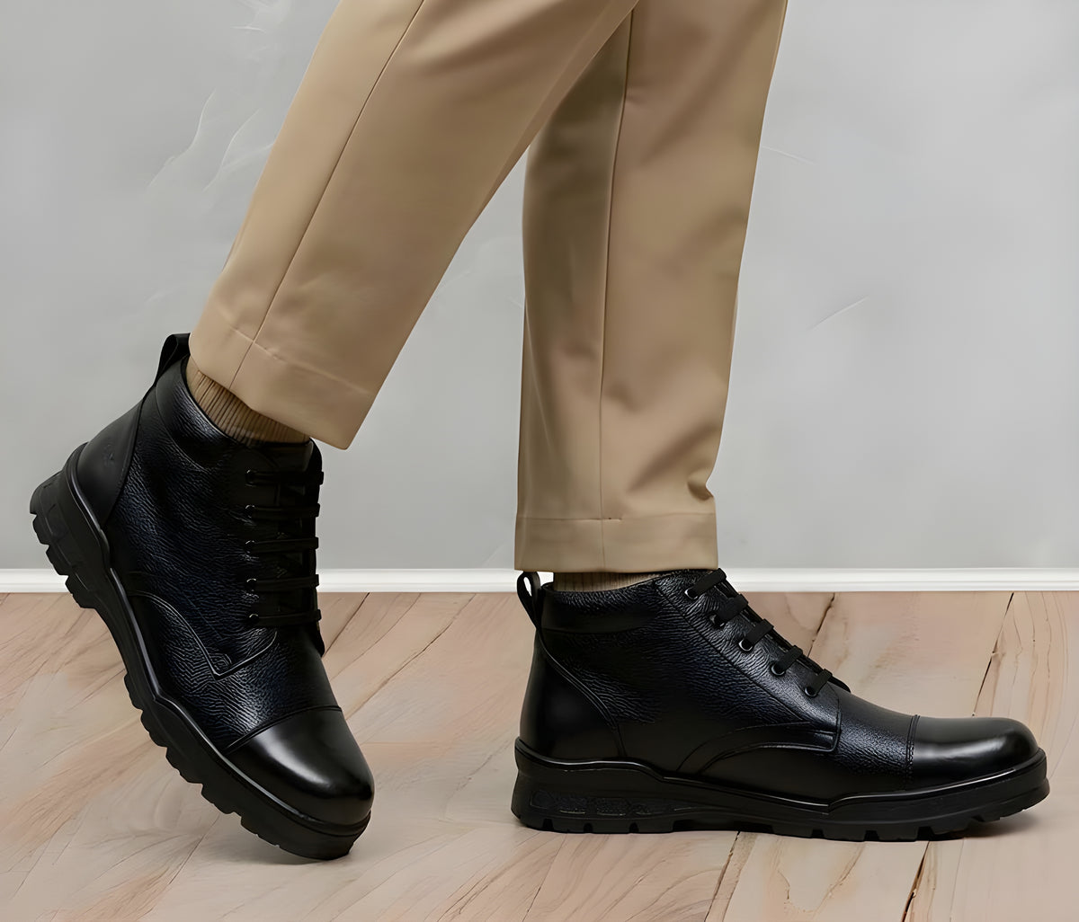 Latest Stylish Genuine Mild Leather Police Boots for Men | Heavy Duty Tactical Work Boots | Anti-Slip Durable Security & Industrial Safety Shoes For Men