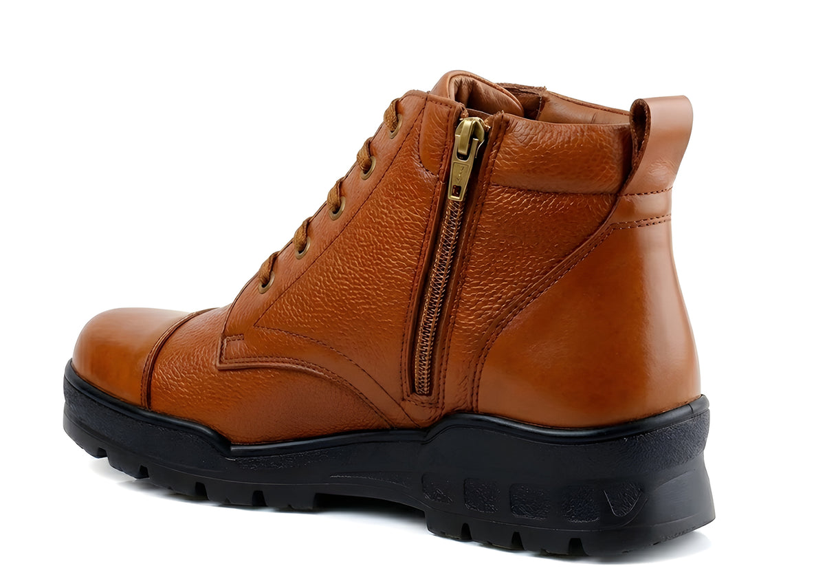 Latest Premium Genuine Mild Leather Police Boots for Men | Heavy Duty Tactical Safety Work Boots | Anti-Slip Durable Industrial & Security Shoes For Men