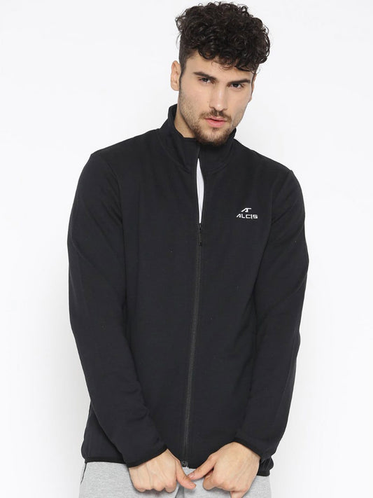 Alcis Men Black Solid Sporty Jacket ECJBMJK0051-S