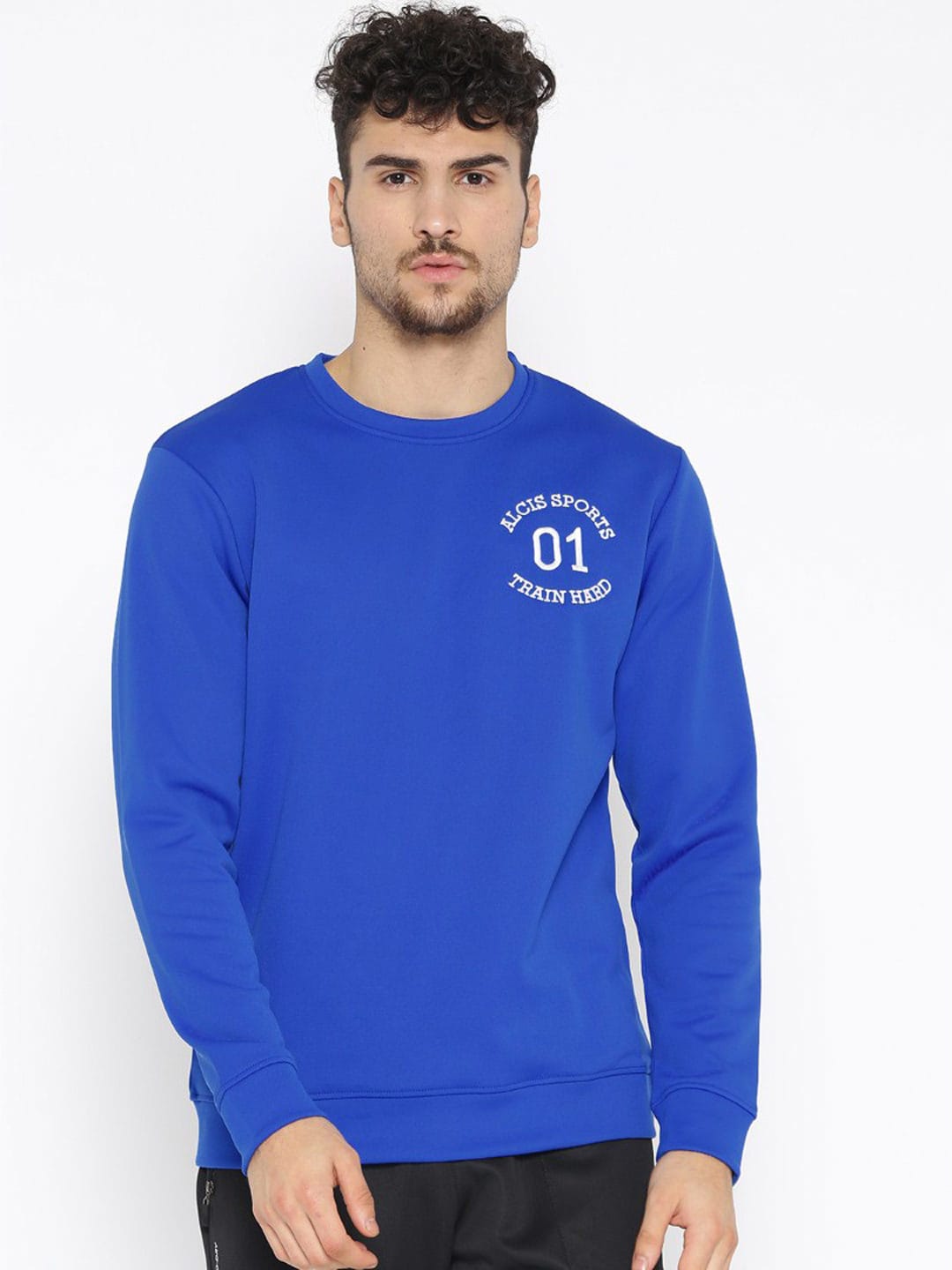 Alcis Men Blue Solid Sweatshirt ECJBMSS0011-S