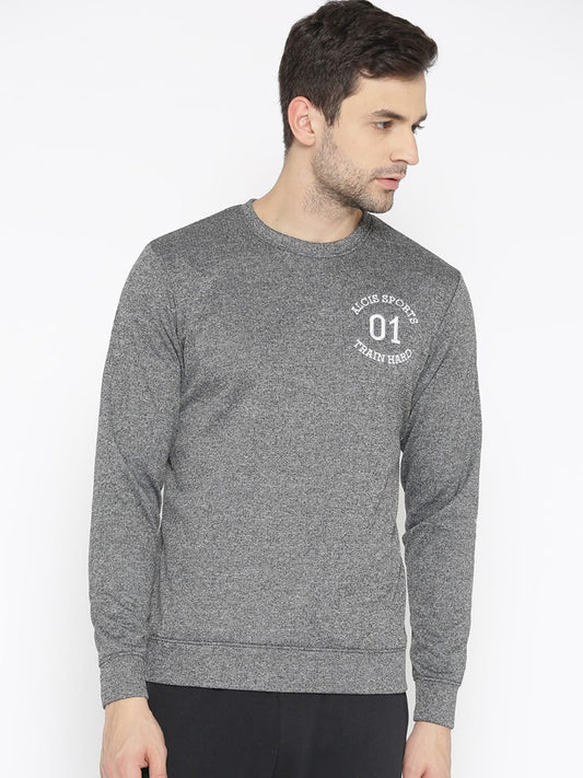 Alcis Men Grey Solid Sweatshirt ECJBMSS0012-S